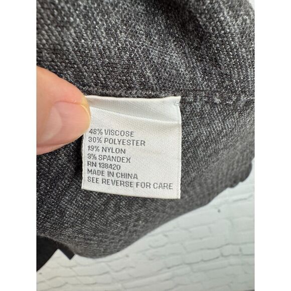 CARLISLE NEW YORK black gray stretch knit full zip high-low jacket blazer size M - Picture 9 of 10